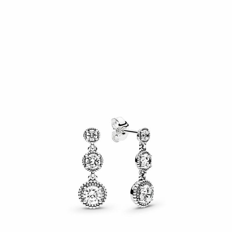 Pandora Eternal Elegance Drop Earrings Ireland - Sterling Silver/Cubic Zirconia - 874359FYS